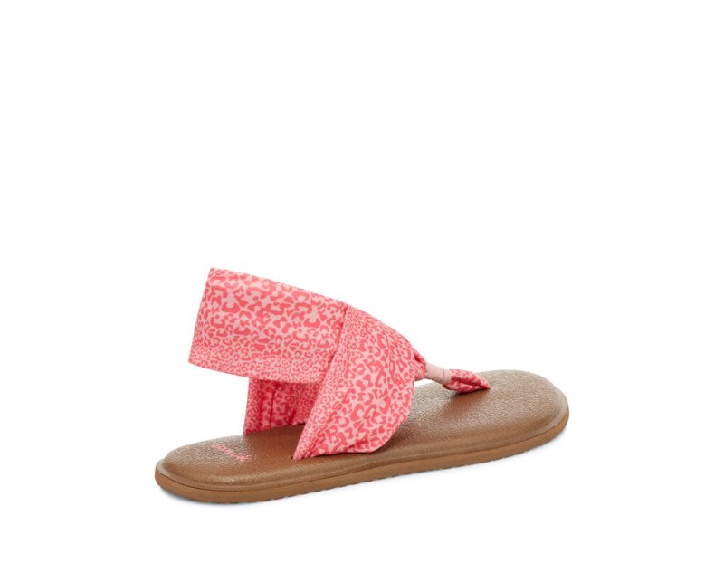 Sanuk Yoga Sling Burst Print Vegan Leopard Kids' Sandals Pink Leopard | Canada 298QMA